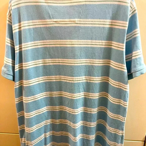 Nautica Mens Polo Shirt Size L Striped Logo Collared Rugby Blue Color - Picture 2 of 4